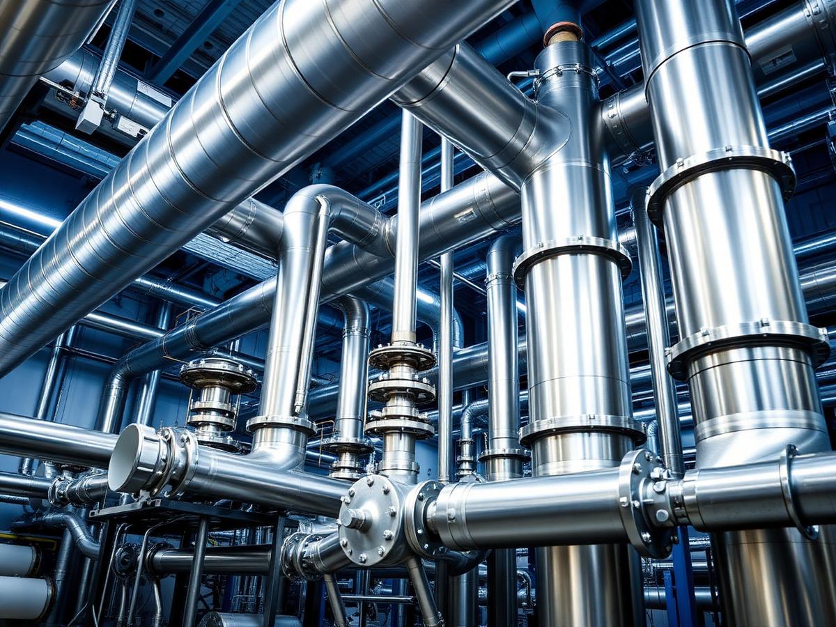 Ambiente industrial com tubulações